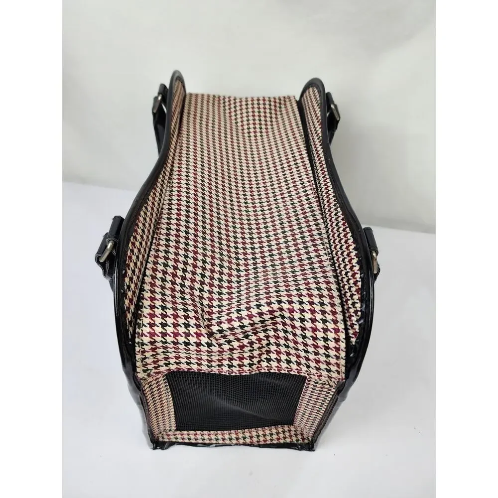 Pet Carrier Soft Sided Small Dog Cat Classic Houndstooth Fashionable Accessory